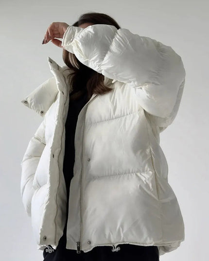 ZASUWA Female Pocket Zipper Warm With Hat Coat Jacket