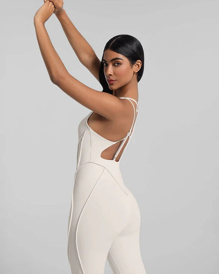 ZASUWA Female Sexy Cross Backless Stitch Performance Jumpsuit