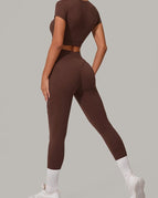 Saddle Brown / S / Short Sleeves+Leggings