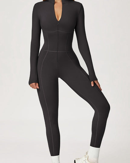 ZASUWA Female Sexy Zipper Corset Fleece Jumpsuit