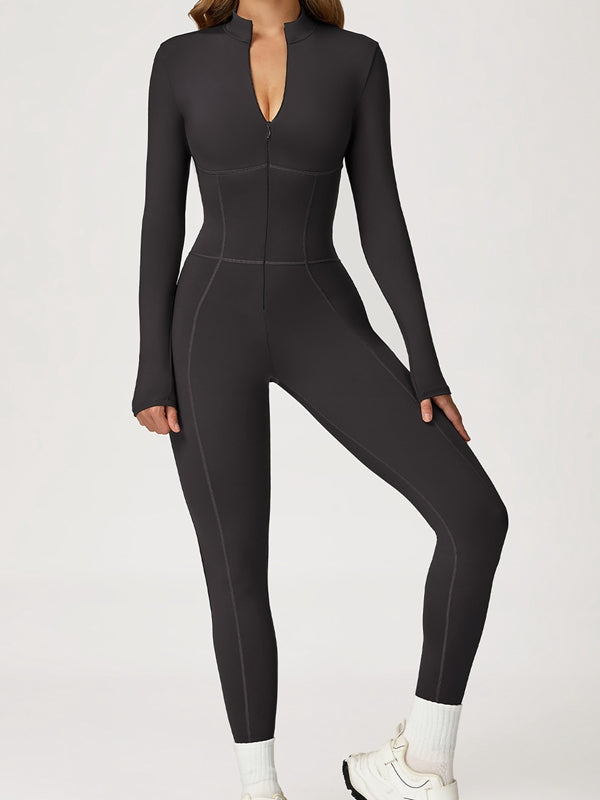 ZASUWA Female Sexy Zipper Corset Fleece Jumpsuit