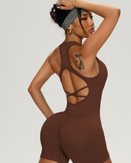 ZASUWA Female Cross Back Ribbed Short Romper