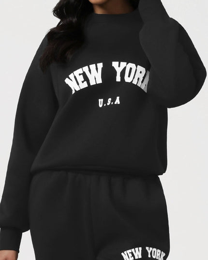 ZASUWA Feamle Letters Print  Fleece Hoodie