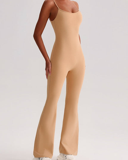 ZASUWA Female U Collar Backless Flare Jumpsuits