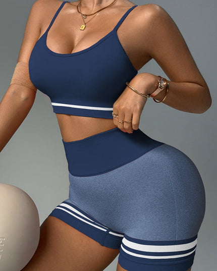 ZASUWA Female Deep V Back Stripes Short Tracksuit