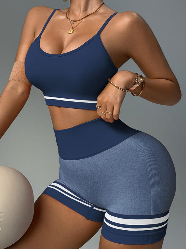 ZASUWA Female Deep V Back Stripes Short Tracksuit