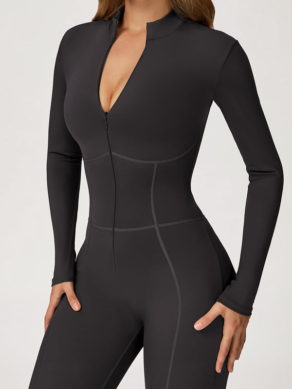 ZASUWA Female Sexy Zipper Corset Fleece Jumpsuit