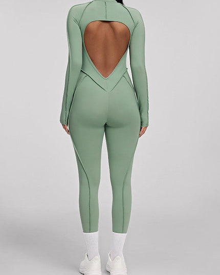 ZASUWA Female Sexy Backless Zipper Scrunch Bum Jumpsuit