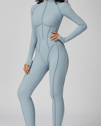 ZASUWA Female Sexy Zipper Stitch Performance Jumpsuit