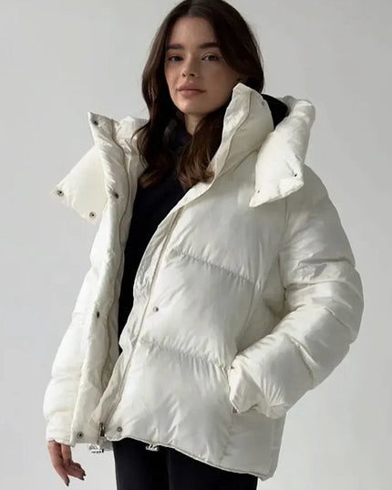 ZASUWA Female Pocket Zipper Warm With Hat Coat Jacket