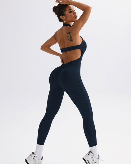 ZASUWA Female Backless Halter Deep V Back Jumpsuit