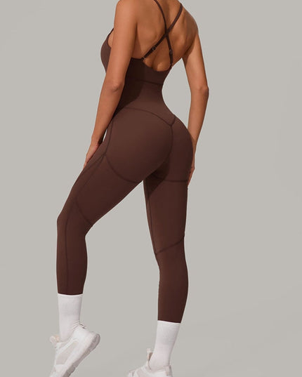 ZASUWA Female Sexy Cross Back Push-Up Jumpsuit