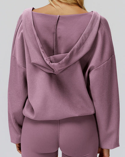 ZASUWA Feamle V Collar Fleece Hoodie