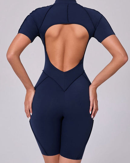 ZASUWA Female Sexy Backless Zipper Scrunch Bum Romper