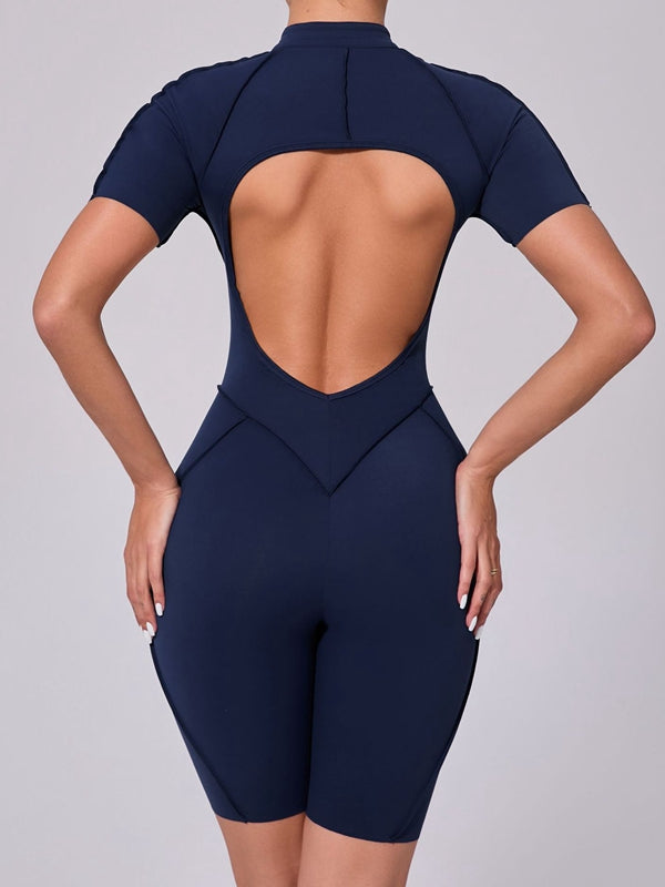 ZASUWA Female Sexy Backless Zipper Scrunch Bum Jumpsuit