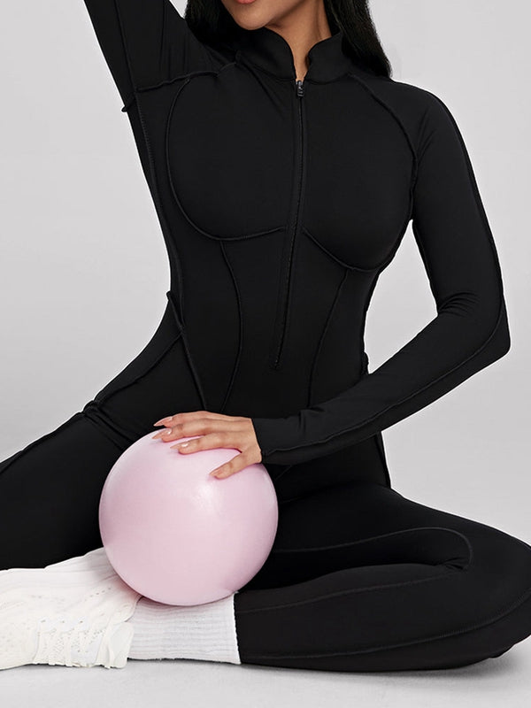 ZASUWA Female Sexy Zipper Stitch Performance Jumpsuit