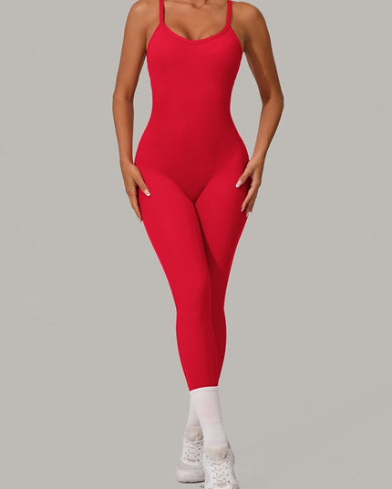 ZASUWA Female Sexy Cross Back U Collar Jumpsuit