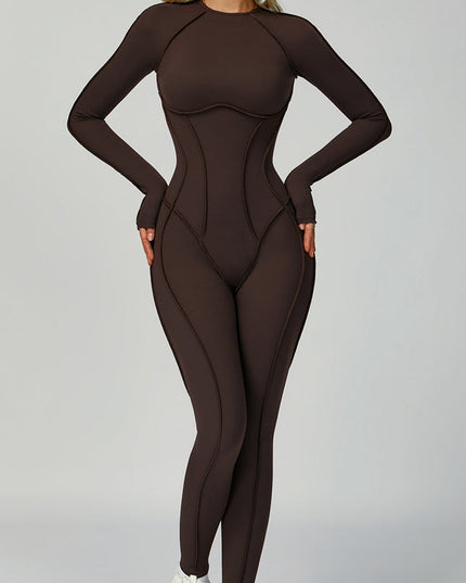 ZASUWA Female Heart Backless Long Sleeves Jumpsuit