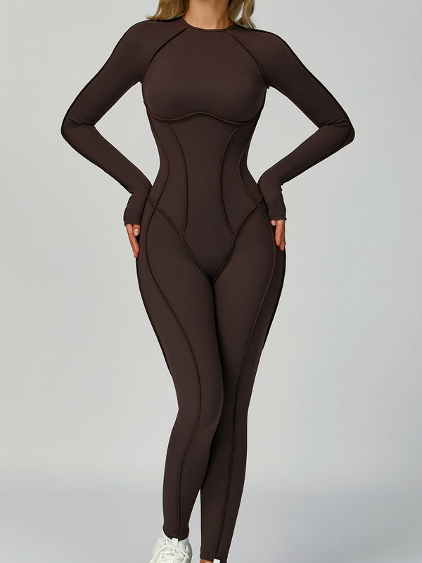 ZASUWA Female Heart Backless Long Sleeves Jumpsuit