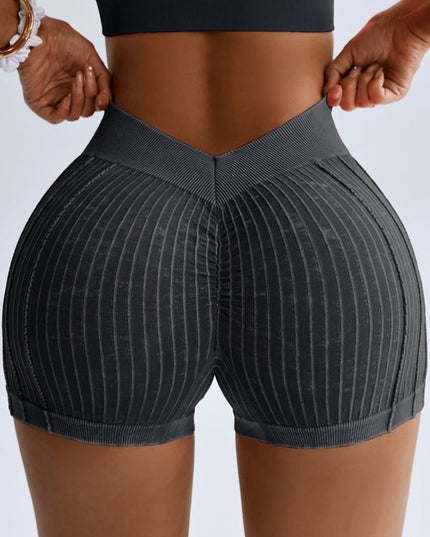 ZASUWA Female Deep V Back Ribbed Booty Shorts