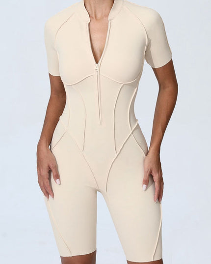 ZASUWA Female Sexy Zipper Booty Romper