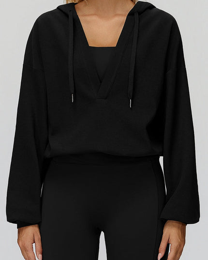 ZASUWA Feamle V Collar Fleece Hoodie