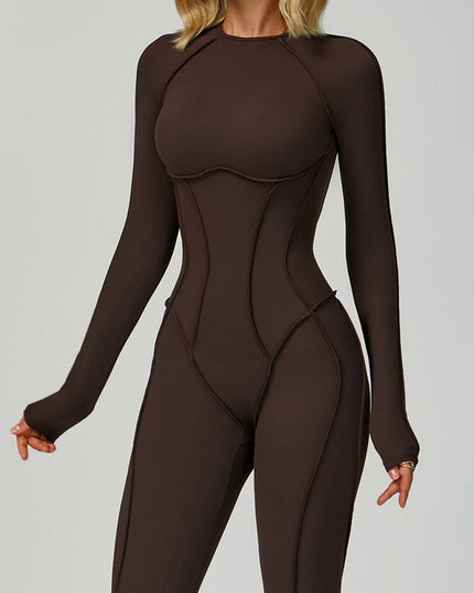 ZASUWA Female Heart Backless Long Sleeves Jumpsuit