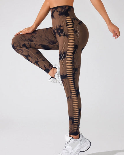 ZASUWA Female Hot Tie-dye Hollow Out Hot Booty Leggings