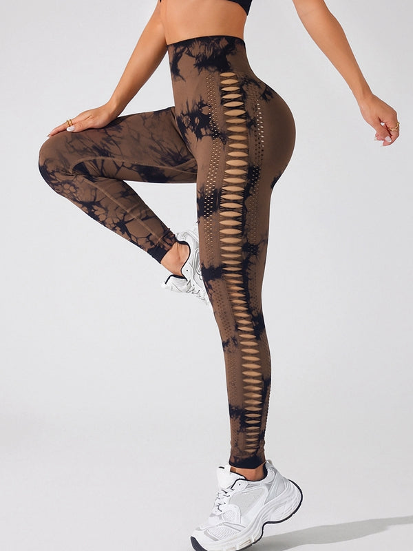 ZASUWA Female Hot Tie-dye Hollow Out Hot Booty Leggings