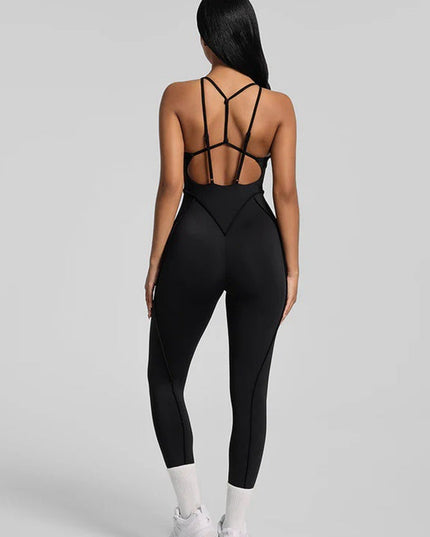 ZASUWA Female Sexy Cross Backless Stitch Performance Jumpsuit