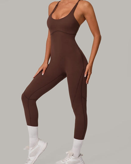 ZASUWA Female Sexy Cross Back Push-Up Jumpsuit