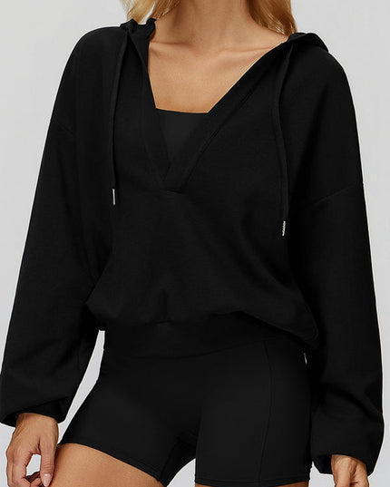 ZASUWA Feamle V Collar Fleece Hoodie