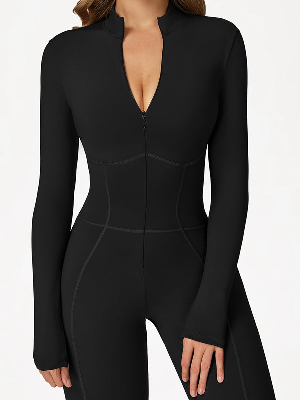 ZASUWA Female Sexy Zipper Corset Fleece Jumpsuit