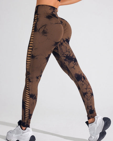 ZASUWA Female Hot Tie-dye Hollow Out Hot Booty Leggings