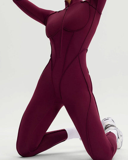 ZASUWA Female Sexy Zipper Stitch Performance Jumpsuit