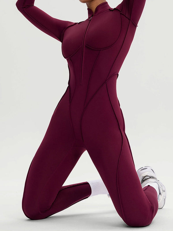 ZASUWA Female Sexy Zipper Stitch Performance Jumpsuit