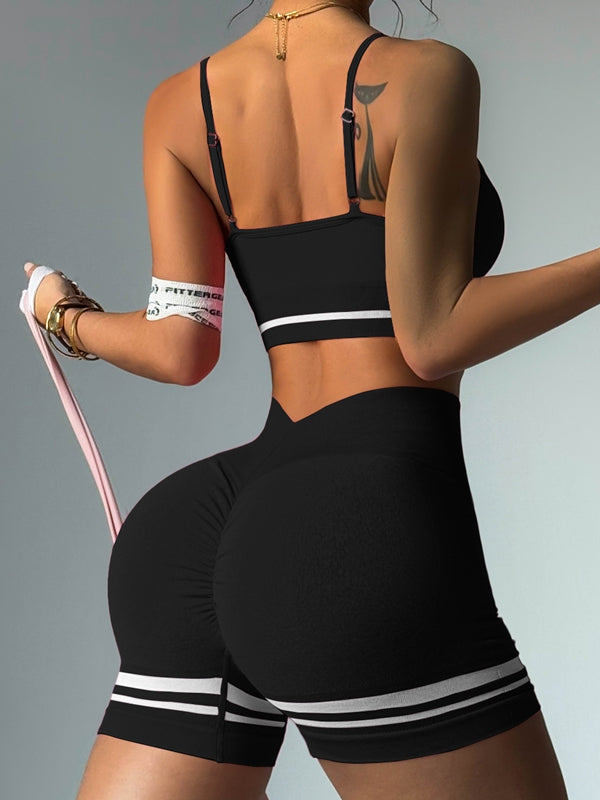 ZASUWA Female Deep V Back Stripes Short Tracksuit