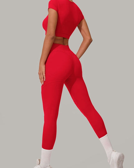 ZASUWA Female Sexy Round Collar Cropped Short Sleeves