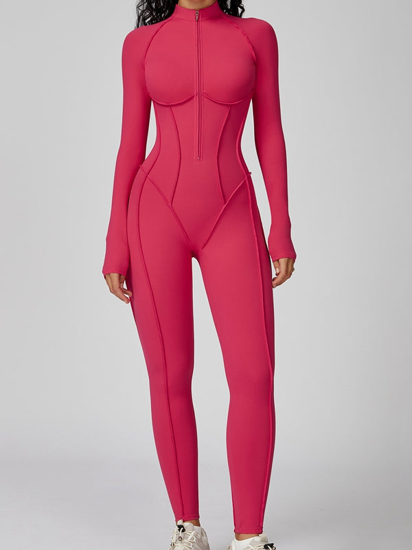 ZASUWA Female Sexy Zipper Stitch Performance Jumpsuit
