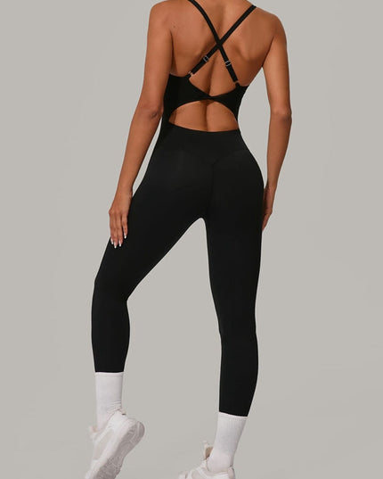 ZASUWA Female Sexy Cross Back U Collar Jumpsuit