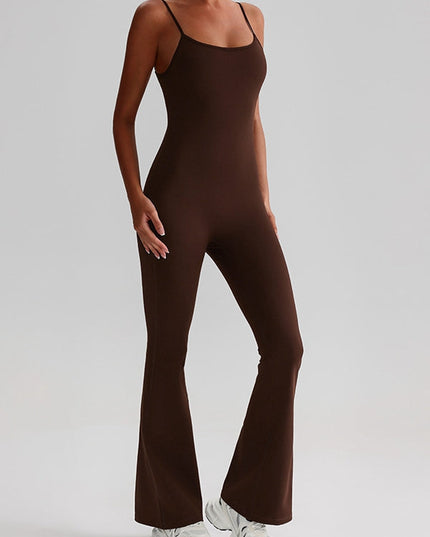 ZASUWA Female U Collar Backless Flare Jumpsuits