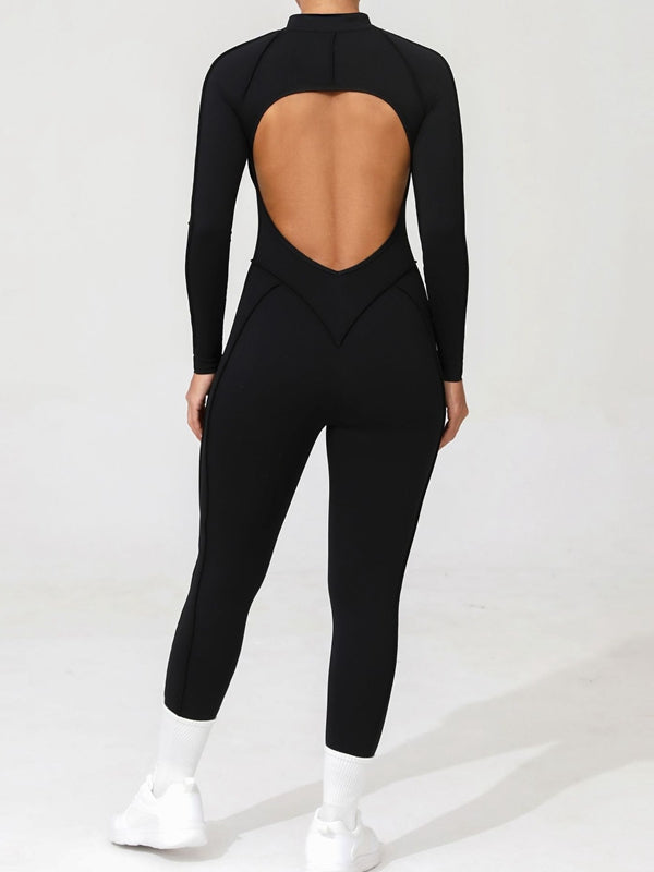 ZASUWA Female Sexy Backless Zipper Scrunch Bum Jumpsuit