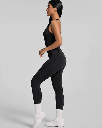 ZASUWA Female Sexy Cross Backless Stitch Performance Jumpsuit