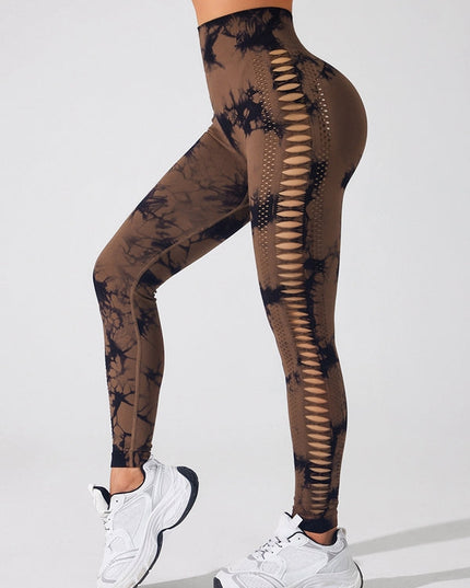 ZASUWA Female Hot Tie-dye Hollow Out Hot Booty Leggings