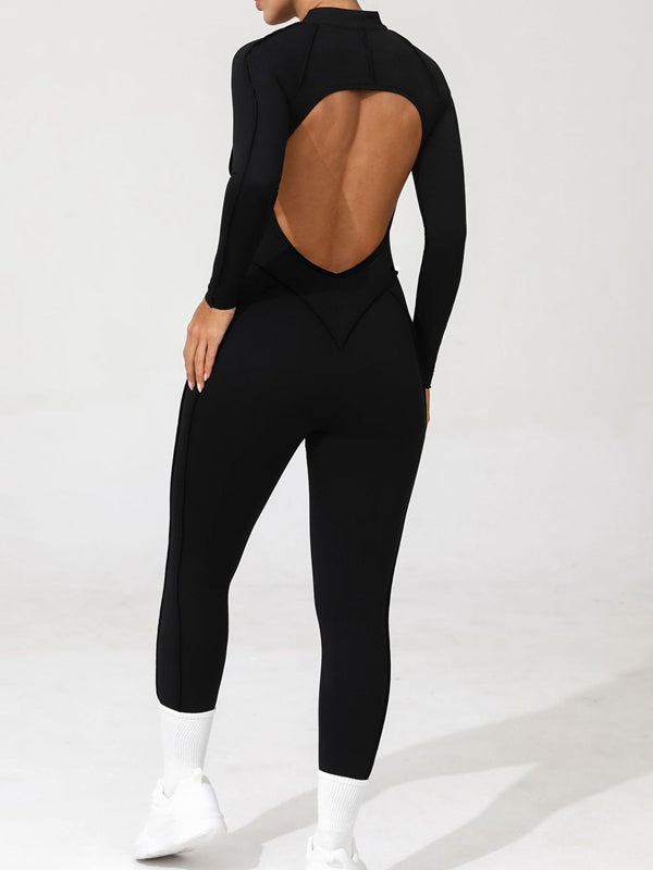 ZASUWA Female Sexy Backless Zipper Scrunch Bum Jumpsuit