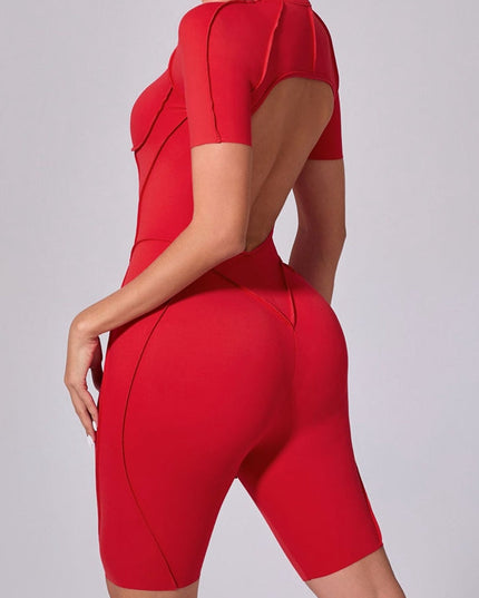 ZASUWA Female Sexy Backless Zipper Scrunch Bum Romper