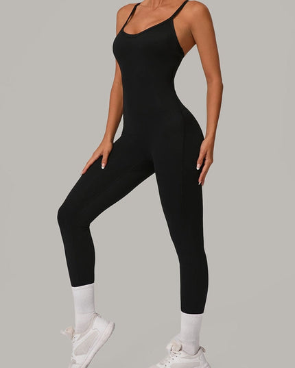 ZASUWA Female Sexy Cross Back U Collar Jumpsuit