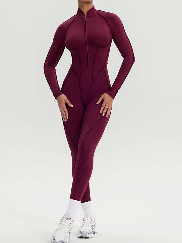 ZASUWA Female Sexy Zipper Stitch Performance Jumpsuit