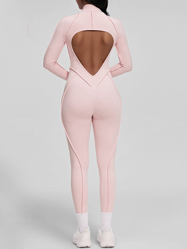 ZASUWA Female Sexy Backless Zipper Scrunch Bum Jumpsuit
