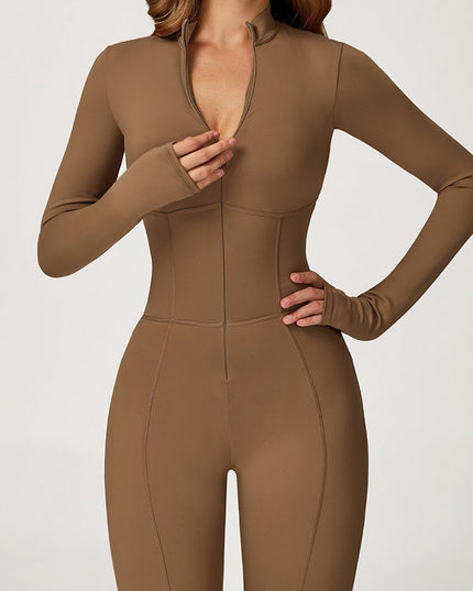 ZASUWA Female Sexy Zipper Corset Fleece Jumpsuit